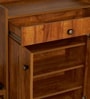 Footsie 16-Pairs Shoe Cabinet In Tan Finish With Seating