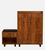Footsie 16-Pairs Shoe Cabinet In Tan Finish With Seating