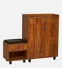 Footsie 16-Pairs Shoe Cabinet In Tan Finish With Seating