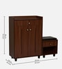 Footsie 16-Pairs Shoe Cabinet In Walnut Finish With Seating