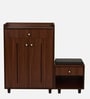 Footsie 16-Pairs Shoe Cabinet In Walnut Finish With Seating