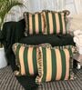 Green Striped Striped Cotton Ruffle 18x18 inches Cushion Covers Set of 4