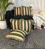 Green Striped Striped Cotton Ruffle 18x18 inches Cushion Covers Set of 5