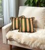 Green Striped Striped Cotton Ruffle 18x18 inches Cushion Covers Set of 2