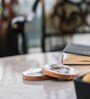 Forest Floor Acacia Wood S/4 Coaster with Enamel