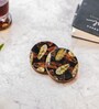Forest Floor Acacia Wood S/4 Coaster with Enamel