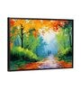 Forest Tree Scenery Multicolour Synthetic Wood Framed Canvas Wall Painting