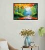 Forest Tree Scenery Multicolour Synthetic Wood Framed Canvas Wall Painting