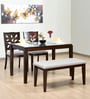 Forester Solid Wood 4 Seater Dining Set in Walnut Finish with Bench