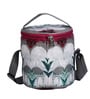 Fort Design & Green Leaves Printed Round Insulated Lunch Bag