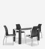 Fortica Metal 4 Seater Dining Set in Black Finish