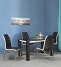 Fortica Metal 4 Seater Dining Set in Black Finish