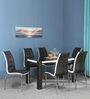 Fortica Metal 6 Seater Dining Set in Black Finish