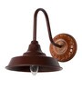Fos Lighitng Industrial Brown Barn Wall Sconce with Wooden Mount