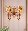 Fos Lighitng Victoria Antique Brass Double Wall Sconce with Kashida Shades