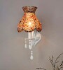 Fos Lighitng White Wall Sconce with Kalamkari Shade and Crystals
