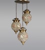 Antique Gold Brass And Glass Hanging Light