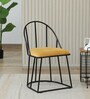 Beyla Metal Chair In Black Powder Coated With Mustered Velvet Fabric