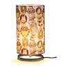 Foul Owl Table Multicolor Satin Shade Table Lamp with Silver Base