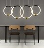 Four Rings 52W LED Ceiling Chandelier 90cm, Geometric Quad Ring White Black Gold Design, 3 Light Modes, Modern Chandelier for Living Room Bedroom Dining Hall Office Lighting
