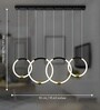 Four Rings 52W LED Ceiling Chandelier 90cm, Geometric Quad Ring White Black Gold Design, 3 Light Modes, Modern Chandelier for Living Room Bedroom Dining Hall Office Lighting
