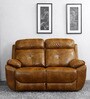 4 Square Leatherette Manual 2 Seater Recliner in Brown Colour
