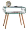 Fox Glass End Table In Brown Finish