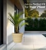 Beige 14 Inch German Polymer Round Plant Container