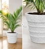 Marble White 14 Inch German Polymer Round Plant Container