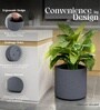Grey German Polymer Round Planter Cilin 12 Inch