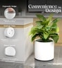 White German Polymer Round Planter Cilin 15 Inch