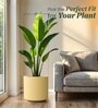 Beige German Polymer Round Planter Cilin 17 Inch