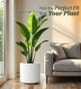 White German Polymer Round Planter Cilin 17 Inch