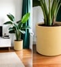 Beige German Polymer Round Planter Cilin 20 Inch