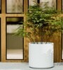 White German Polymer Round Planter Cilin 20 Inch