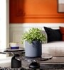 Grey German Polymer Round Planter Cilin 8 Inch