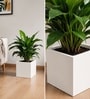 White German Polymer Square Planter Cubo 12 Inch