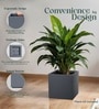 Grey German Polymer Square Planter Cubo 17 Inch