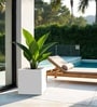 White German Polymer Square Planter Cubo 20 Inch