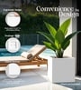White German Polymer Square Planter Cubo 20 Inch