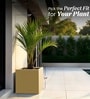 Beige German Polymer Square Planter Cubo 24 Inch