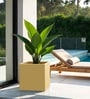 Beige German Polymer Square Planter Cubo 24 Inch