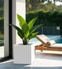 White German Polymer Square Planter Cubo 24 Inch