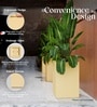 Beige German Polymer Square Planter Cubo Tall 18 Inch