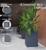Grey German Polymer Square Planter Cubo Tall 18 Inch