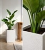 Marble White German Polymer Square Planter Cubo Tall 18 Inch