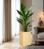 Beige German Polymer Square Planter Cubo Tall 24 Inch