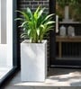 Marble White German Polymer Square Planter Cubo Tall 30 Inch