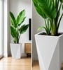 White German Polymer Diamond Shape Planter Dmd 18 Inch