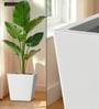White German Polymer Square Planter Gk 12 Inch